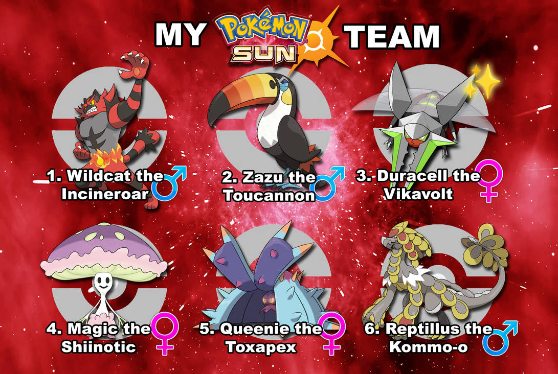 My Pokemon Sun Team by Wildcat1999 on DeviantArt