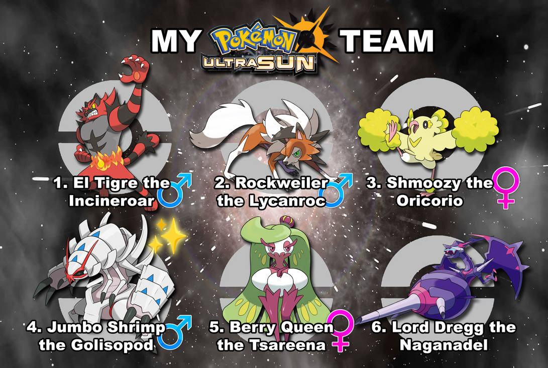 My Pokemon Ultra Sun Team by Wildcat1999 on DeviantArt