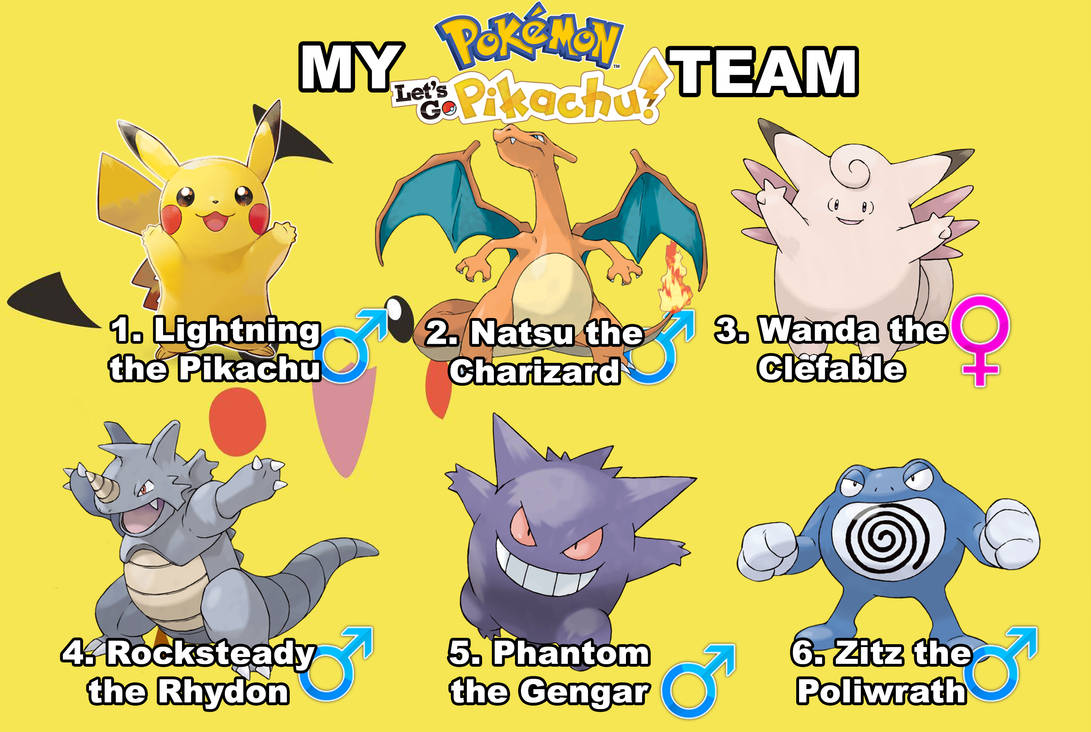 My Pokemon Let's Go Pikachu Team by Wildcat1999 on DeviantArt