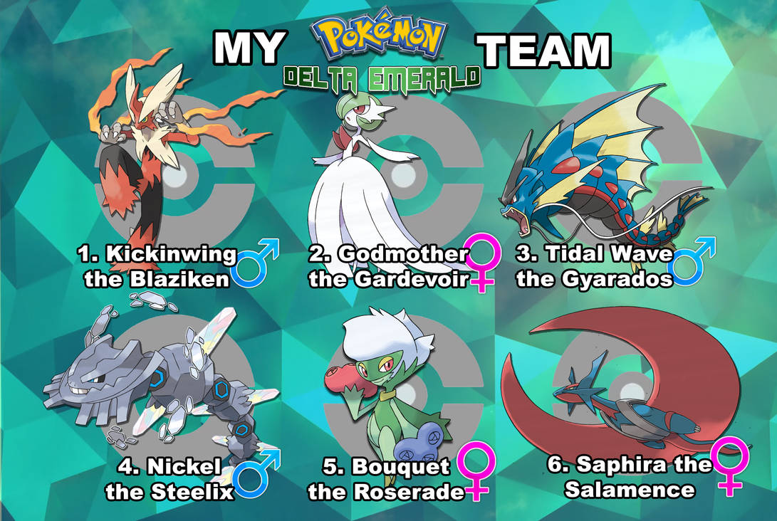My (hypothetical) Pokemon Delta Emerald Team by Wildcat1999 on