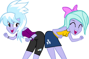 Hugging Cloudchaser and Flitter EQG style by IronM17 on 