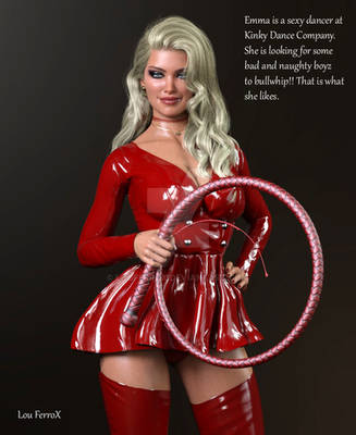 Emma in latex looking for bad boyz to bullwhip