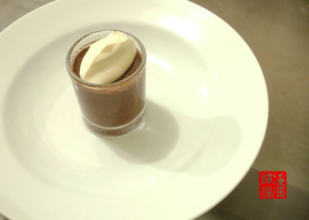 Chocolate Mousse in Shot Glass Topped with Cream