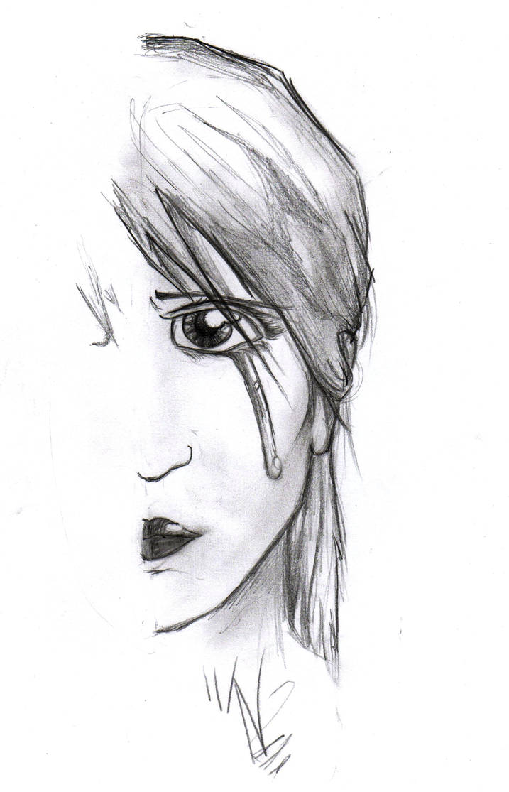 Crying Girl Half Face By Papersaurus On Deviantart