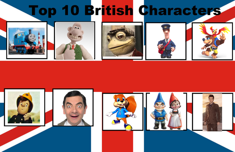 My Top 10 Favourite British Characters by Fakemon1290 on DeviantArt