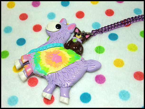 Purple Hippie Llama Necklace