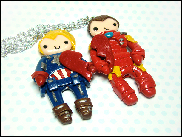 Iron Man + Captain America BFF Necklace Set