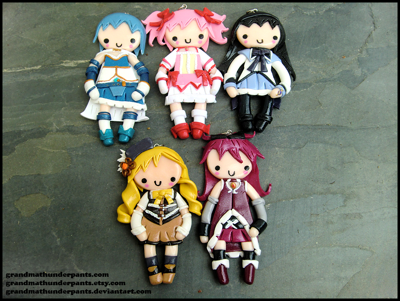 Madoka Magica Charm Set by GrandmaThunderpants Madoka Magica Charm Set by GrandmaThunderpants