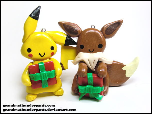 Pikachu and Eevee Ornaments