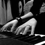 Piano girl black and white