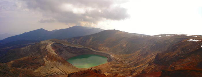 Crater lake at Zao San