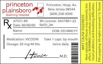 Vicodin label