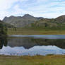 Blea Tarn with the Langdale Pikes in the distance