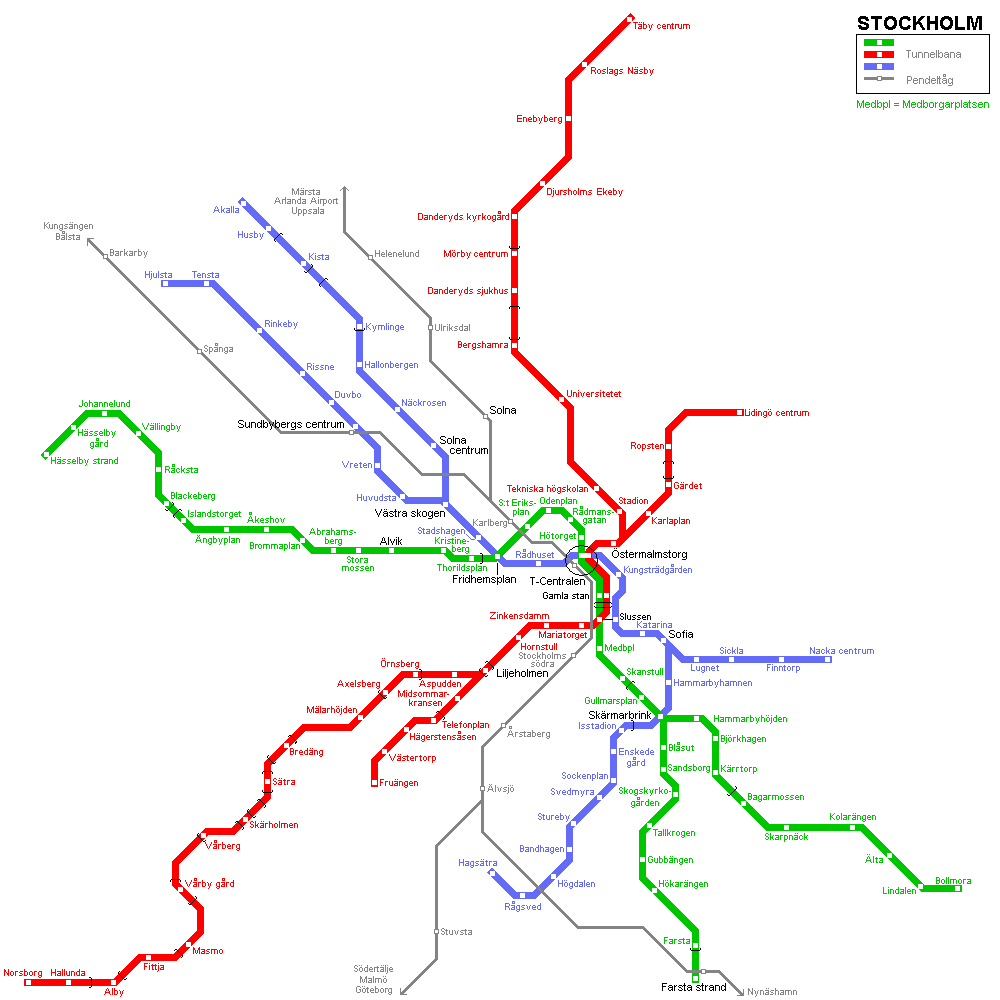 Stockholm metro plan, 1965