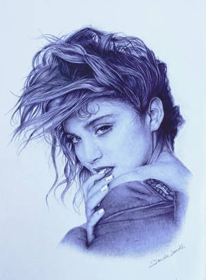 madonna blue ballpoint drawing