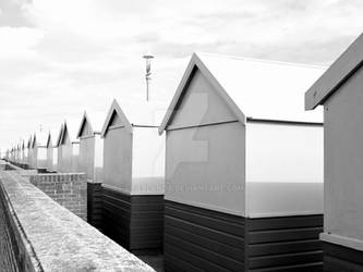 Huts in black and white