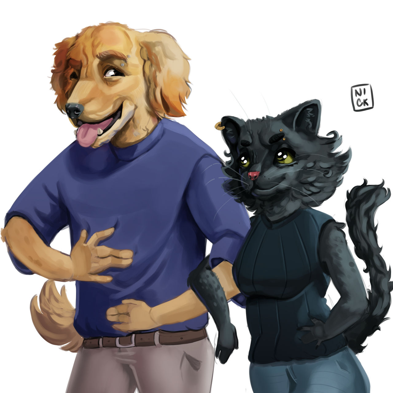 Golden Retriever Bf AND black cat gf by Niickarts on DeviantArt Golden Retriever Bf AND black cat gf by Niickarts on DeviantArt
