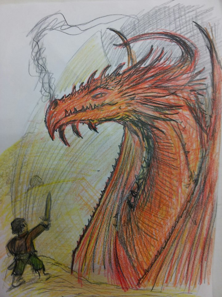 WSG Quick sketch Bilbo and Smaug from The Hobbit