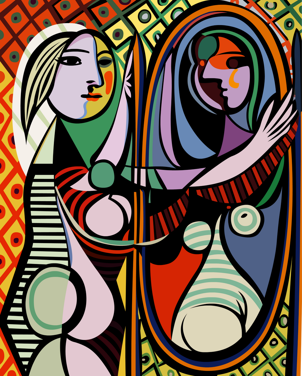 Picasso Girl Before a Mirror Vector