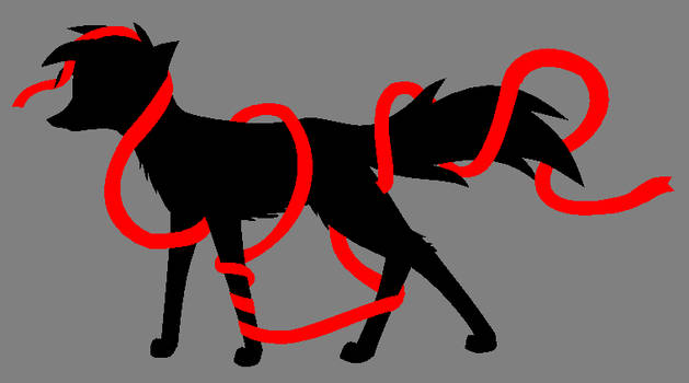 Shadow of wolf and red ribbon