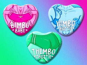 Himbo/Bimbo/Thembo Heart Buttons