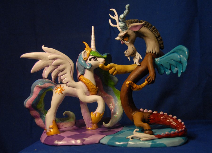 MLP - Celestia and Discord Sculpture by Miki-