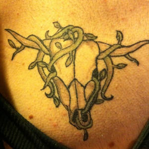 Longhorn skull tattoo