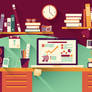 Flat Design Office Desk 03