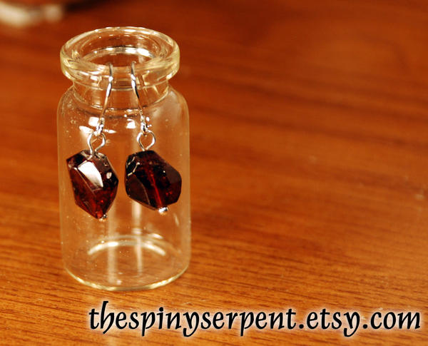 Philosopher's Stone Earrings - Sterling - Garnet