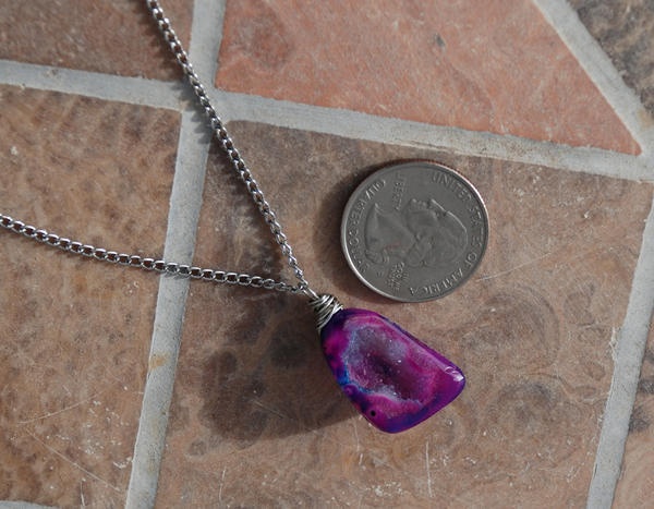 Wire Wrapped Galaxy Geode Necklace