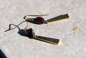 Gold Celtic Knot Garnet Earrings