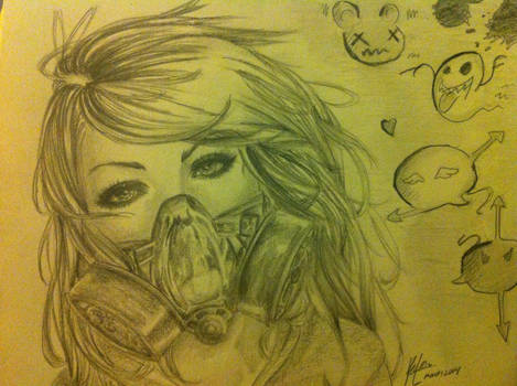 Girl with gas mask