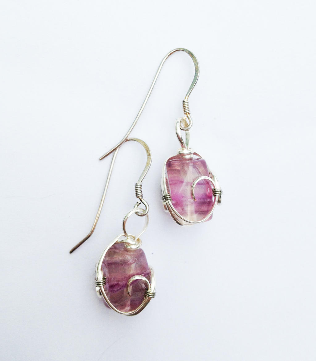 Wire-Wrapped Fluorite Earrings