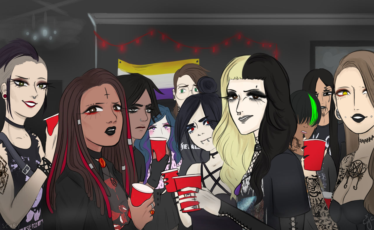 Party React awkward party reaction meme but make it goth by ScaryMath on DeviantArt
