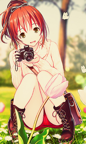 With her camera