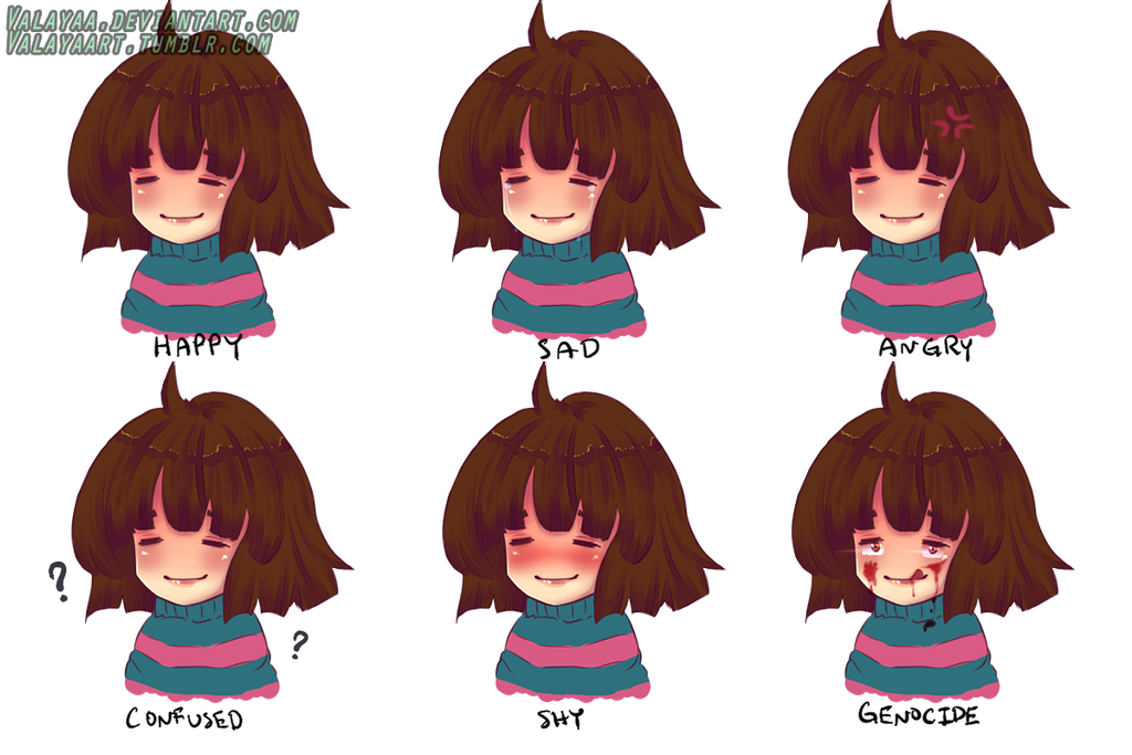 Frisk Expression The Many Faces of Frisk by Valayaa on DeviantArt