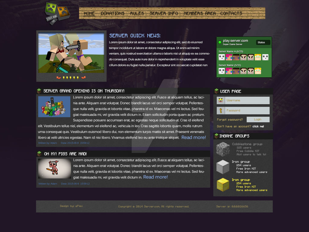 Minecraft HTML website by VeryFastSnail on DeviantArt