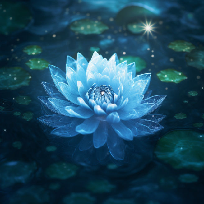 blue lotus emitting blue light in see th by witheverylight on DeviantArt