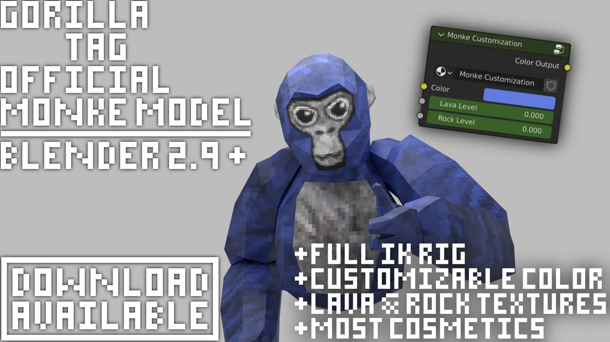 Articulated Gorilla tag monke with cosmetics addon by EldonRed, Download  free STL model