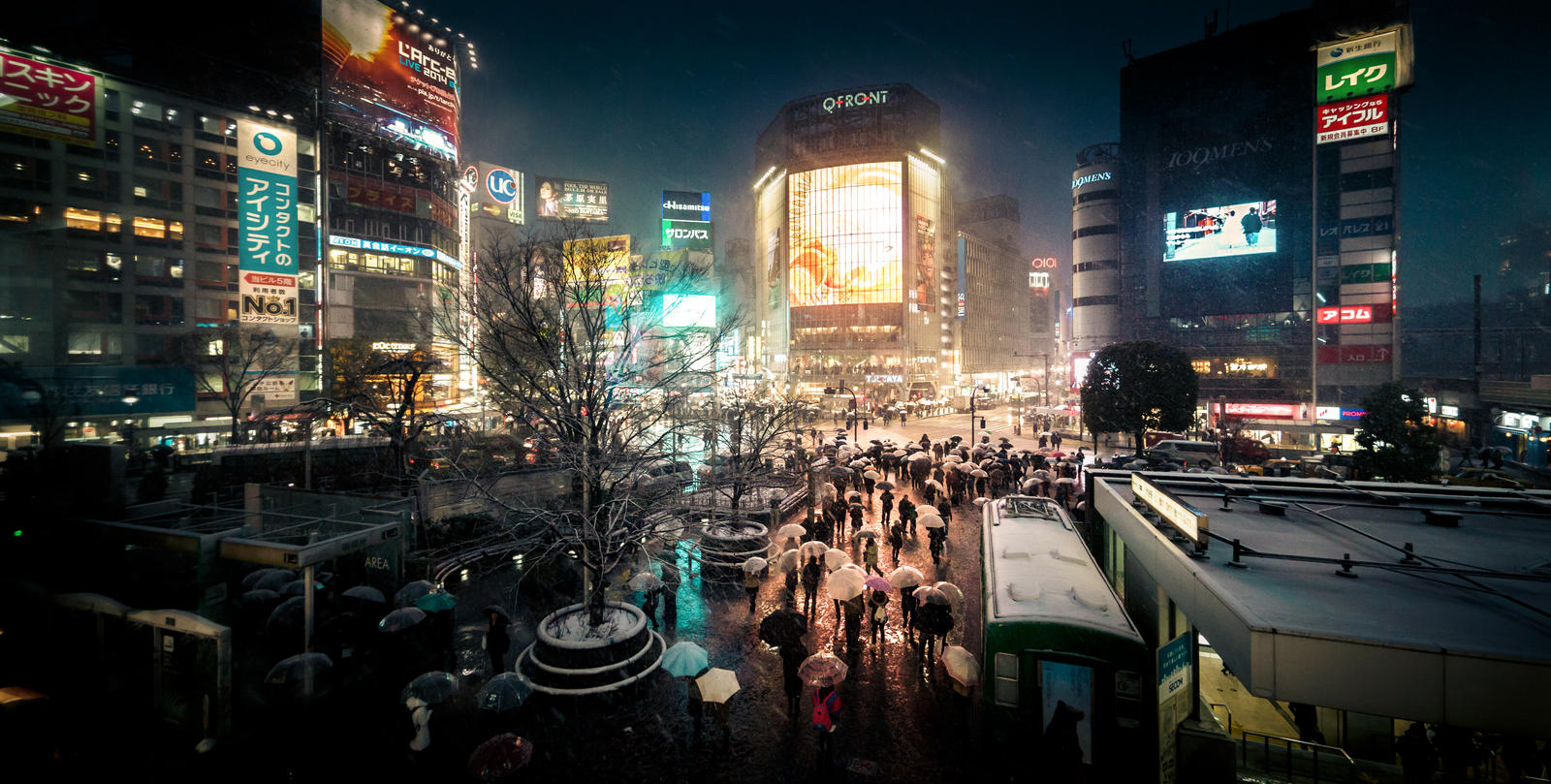 shibuya crossing at night