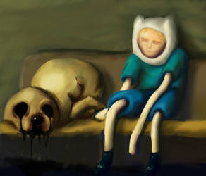 Finn and Jake in the style of Francisco Goya