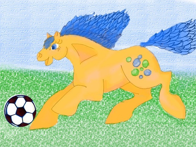 Bubbles playing Soccer