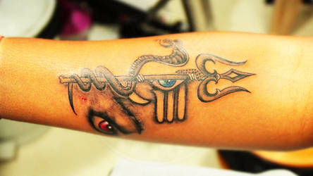 Shiva Tattoo with Only Trishul, Eye and Snake