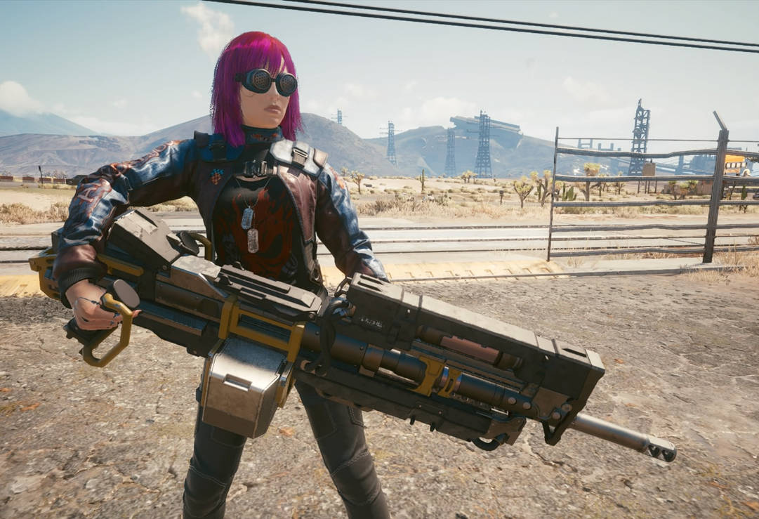 V with Heavy Machine Gun - Cyberpunk 2077 by ComicArtifact on