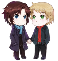 chibi sherlock and john