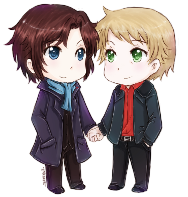 chibi sherlock and john