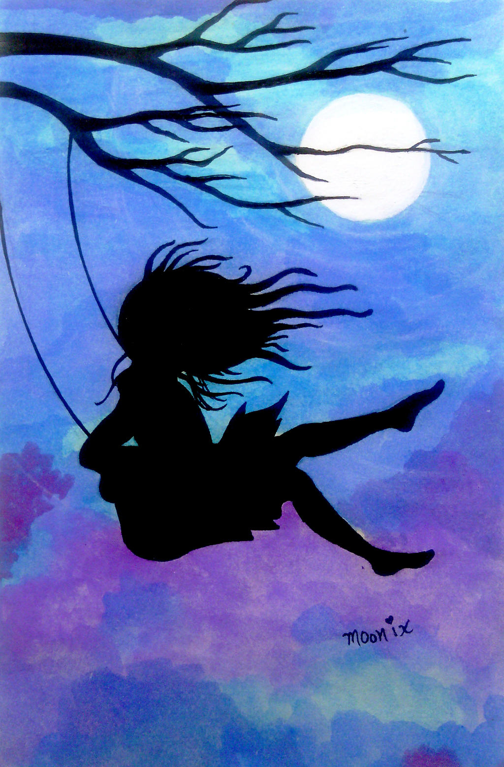 Moon Light Swinging Girl Watercolors By Moonix On Deviantart Moon Light Swinging Girl Watercolors By Moonix On Deviantart