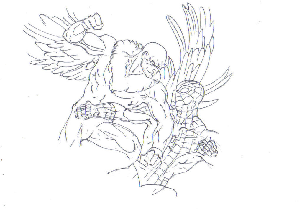 Vulture vs spiderman drawing