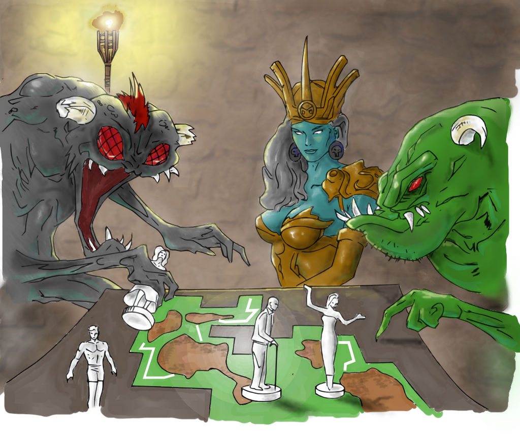 Meeples game drawing (colored)