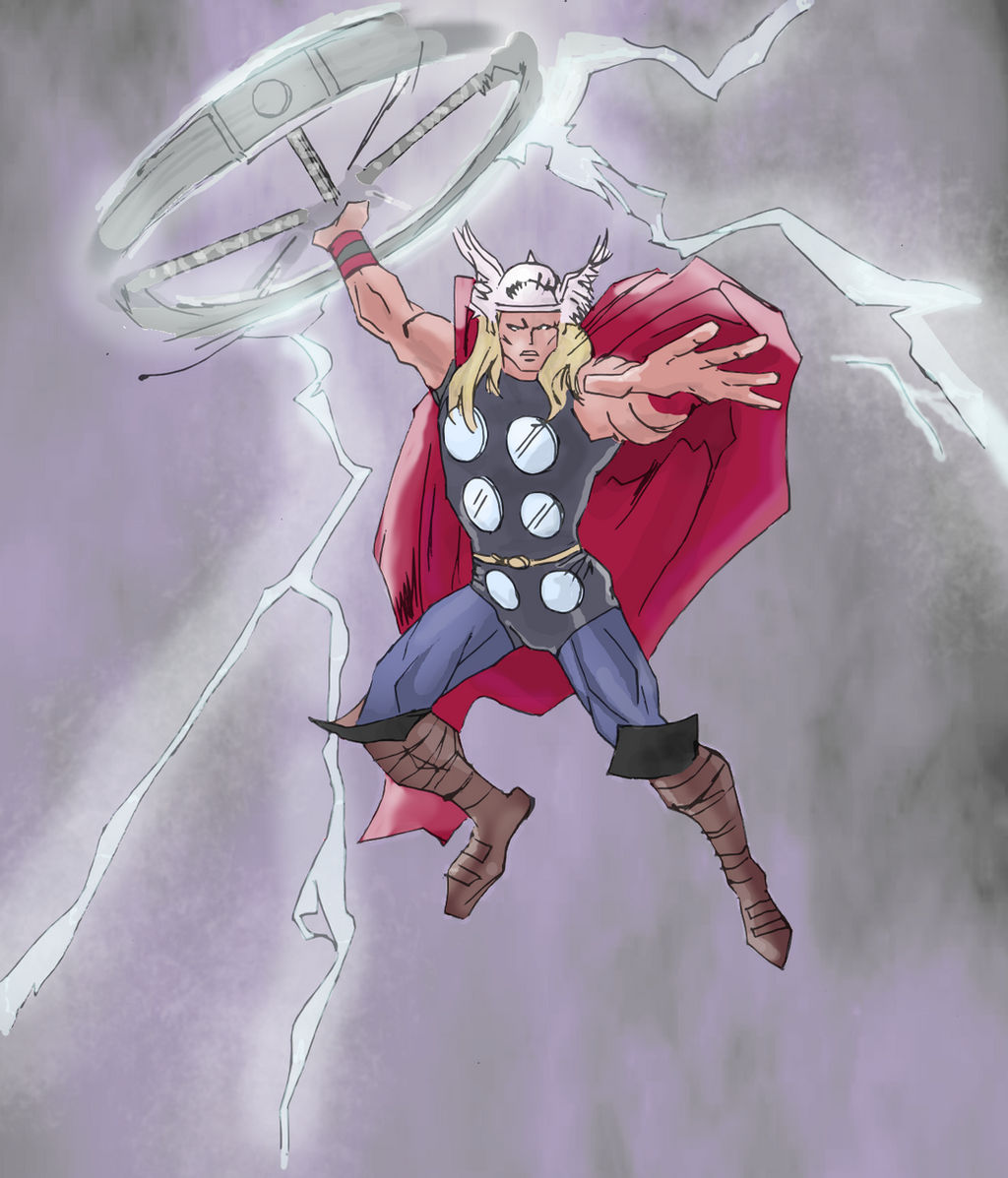 Thor drawing (colored) by electronicdave on DeviantArt